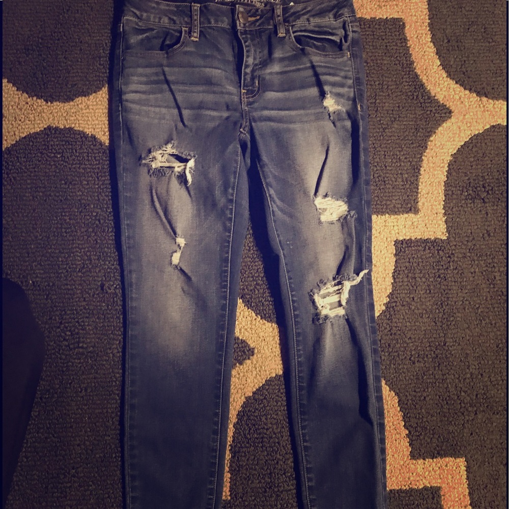 AM EAGLE Destroyed medium wash cropped jegging 8